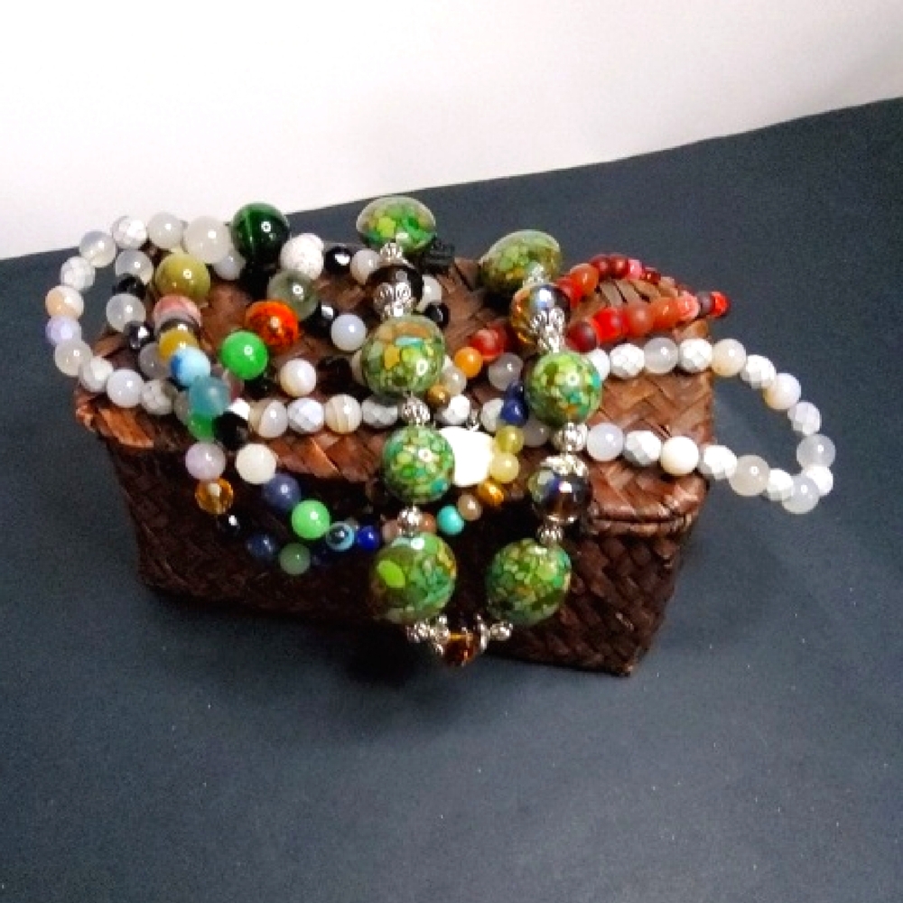 Colorful Stones And Glass Beads Craft
